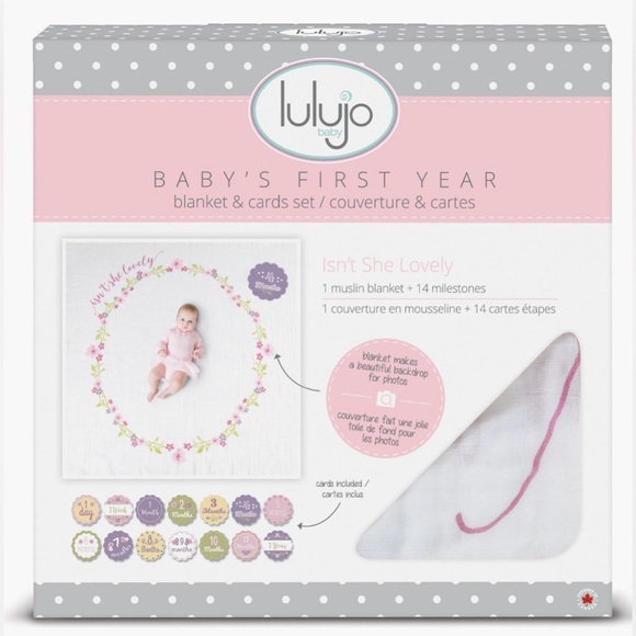 Like New! Baby’s First Isnt She Lovely Muslin Blanket and Milestone Card Set. - Picture 2 of 5
